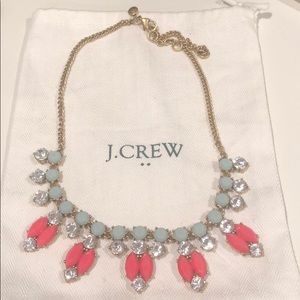 Jcrew pink, blue, crystal & gold necklace